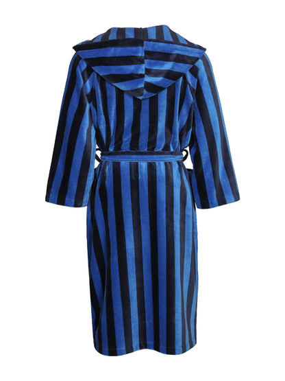 Unisex Hupullinen kylpytakki Raita, Sininen