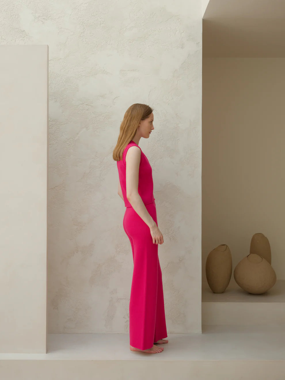 Kashmir-sekoitteiset yksiväriset housut