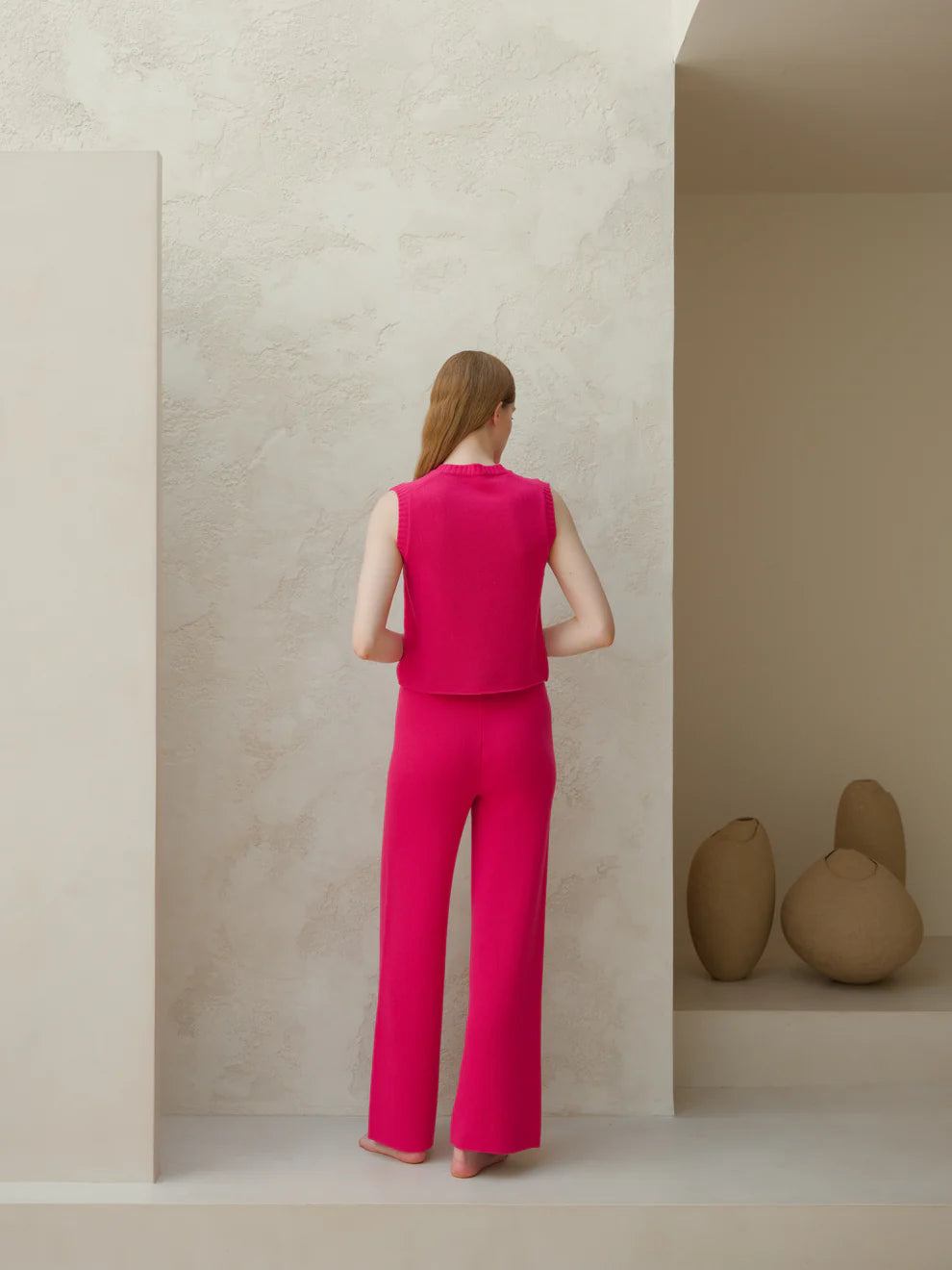 Kashmir-sekoitteiset yksiväriset housut