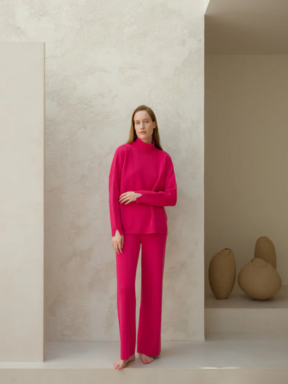 Kashmir-sekoitteiset yksiväriset housut