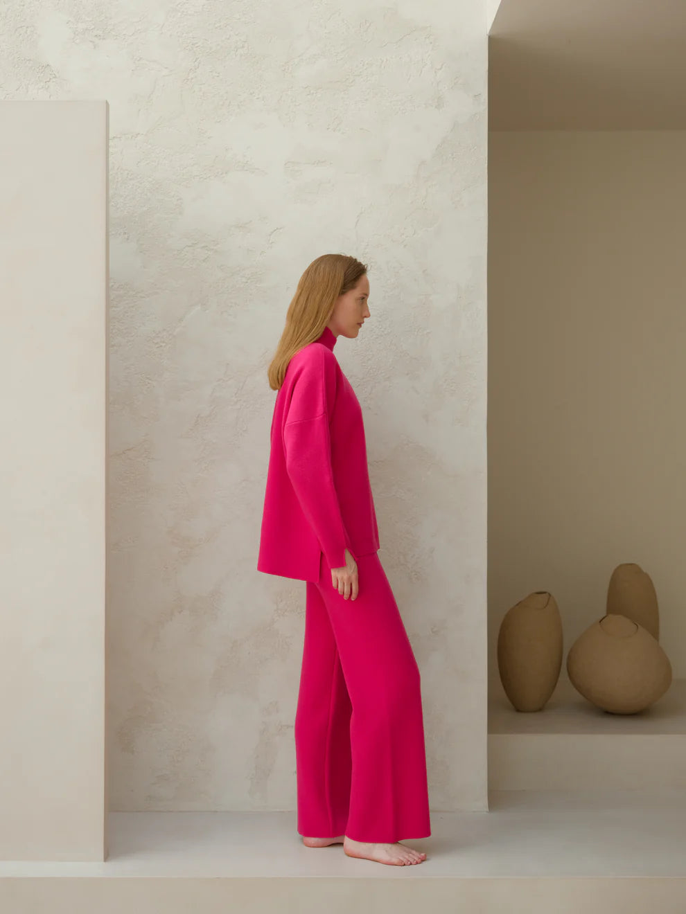 Kashmir-sekoitteiset yksiväriset housut