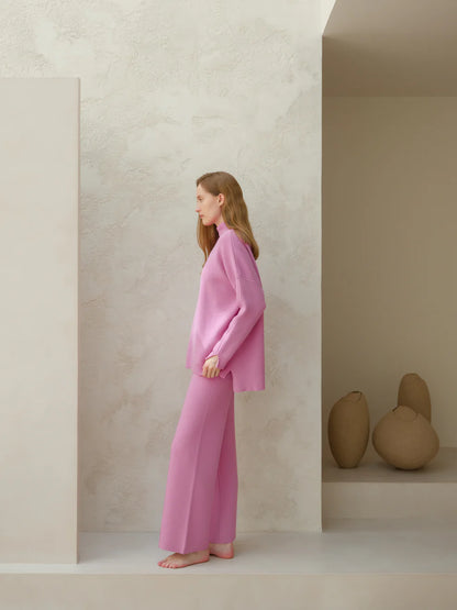 Kashmir-sekoitteiset yksiväriset housut