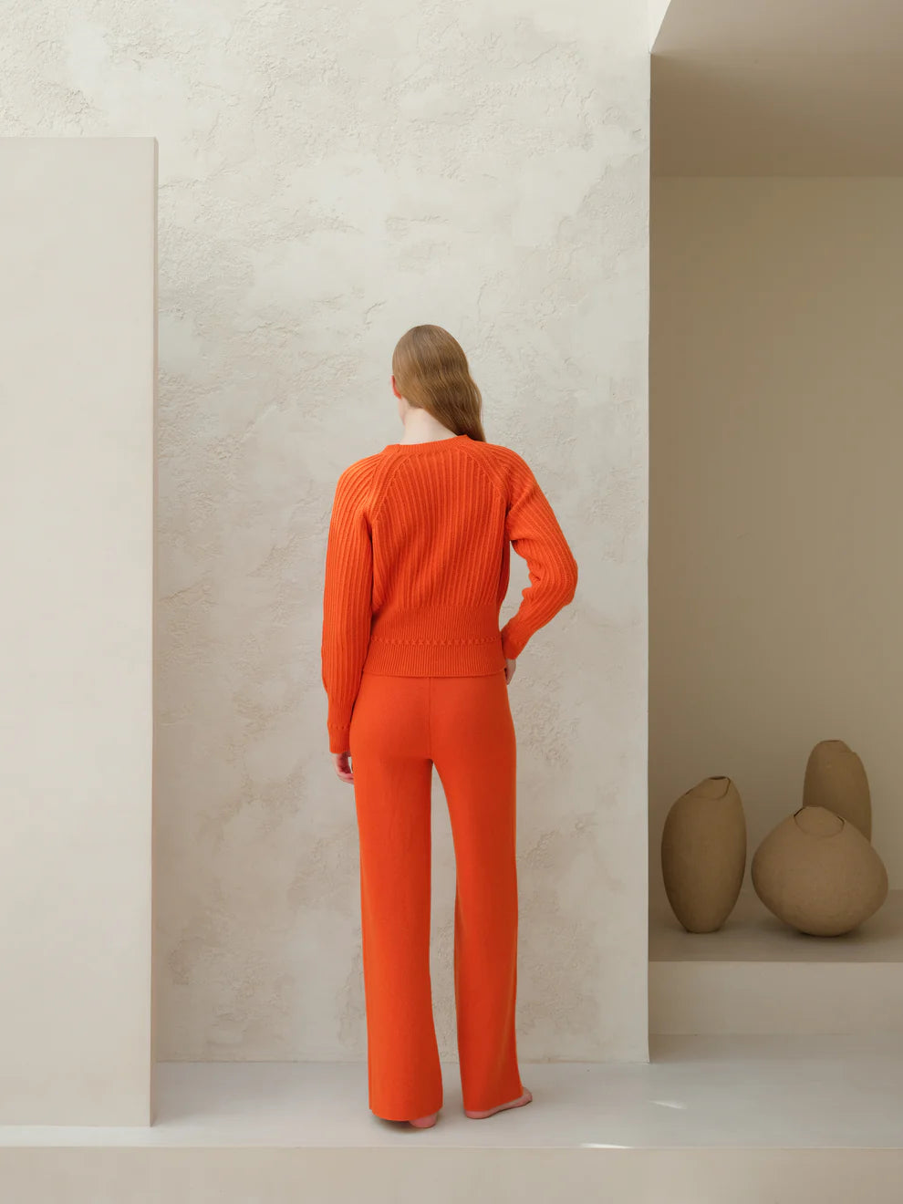 Kashmir-sekoitteiset yksiväriset housut