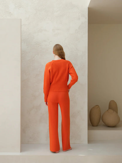 Kashmir-sekoitteiset yksiväriset housut