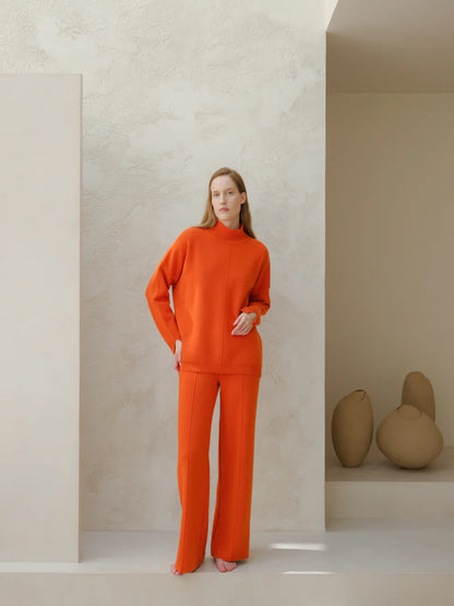 Kashmir-sekoitteiset yksiväriset housut