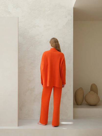 Kashmir-sekoitteiset yksiväriset housut