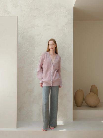 Kashmir-sekoitteiset yksiväriset housut