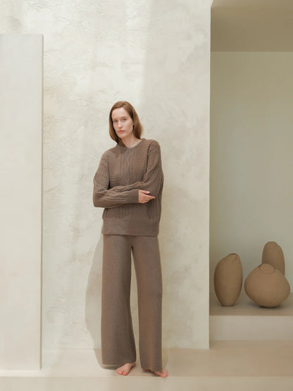 Kashmir-sekoitteiset yksiväriset housut