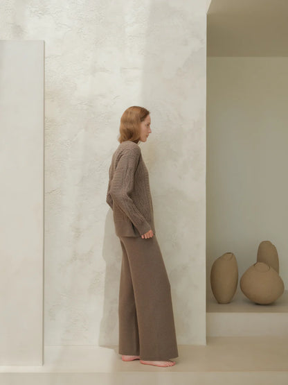 Kashmir-sekoitteiset yksiväriset housut