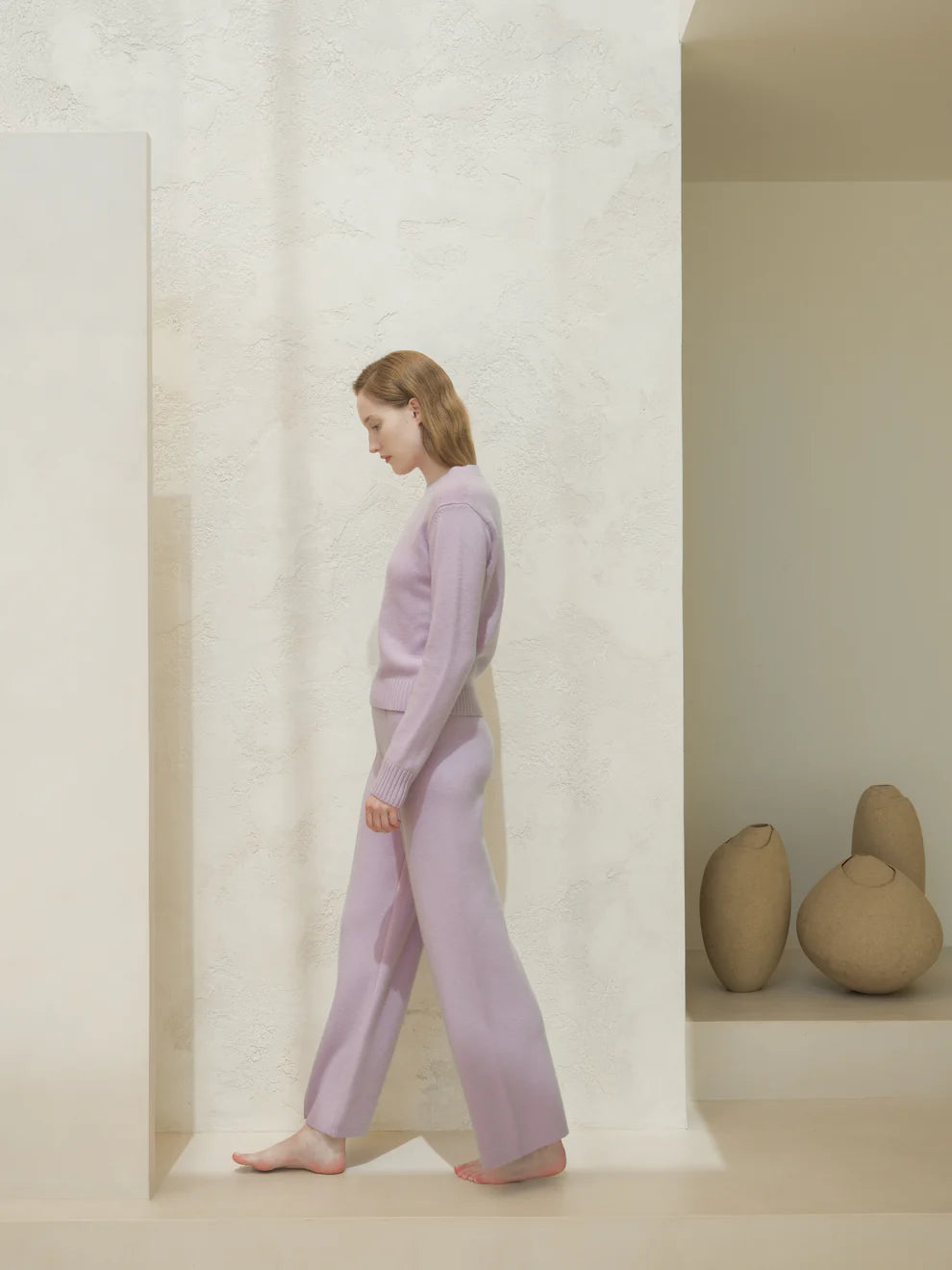 Kashmir-sekoitteiset yksiväriset housut