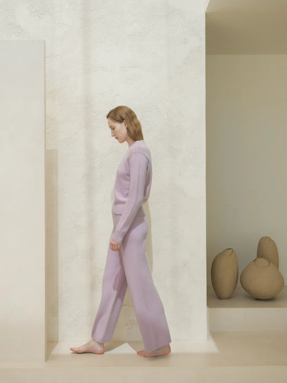 Kashmir-sekoitteiset yksiväriset housut