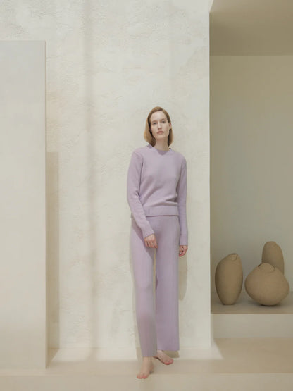 Kashmir-sekoitteiset yksiväriset housut