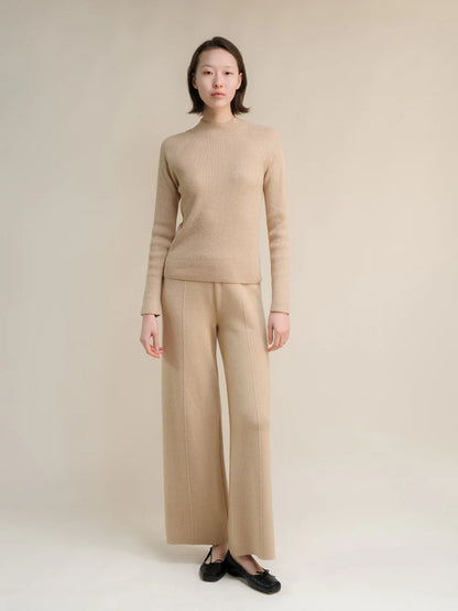 Kashmir-sekoitteiset yksiväriset housut