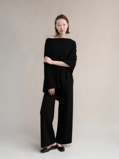 Kashmir-sekoitteiset yksiväriset housut