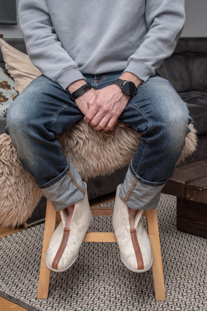 OmaKing luonnollisesta huovasta ja lampaanvillasta valmistetut tohvelit