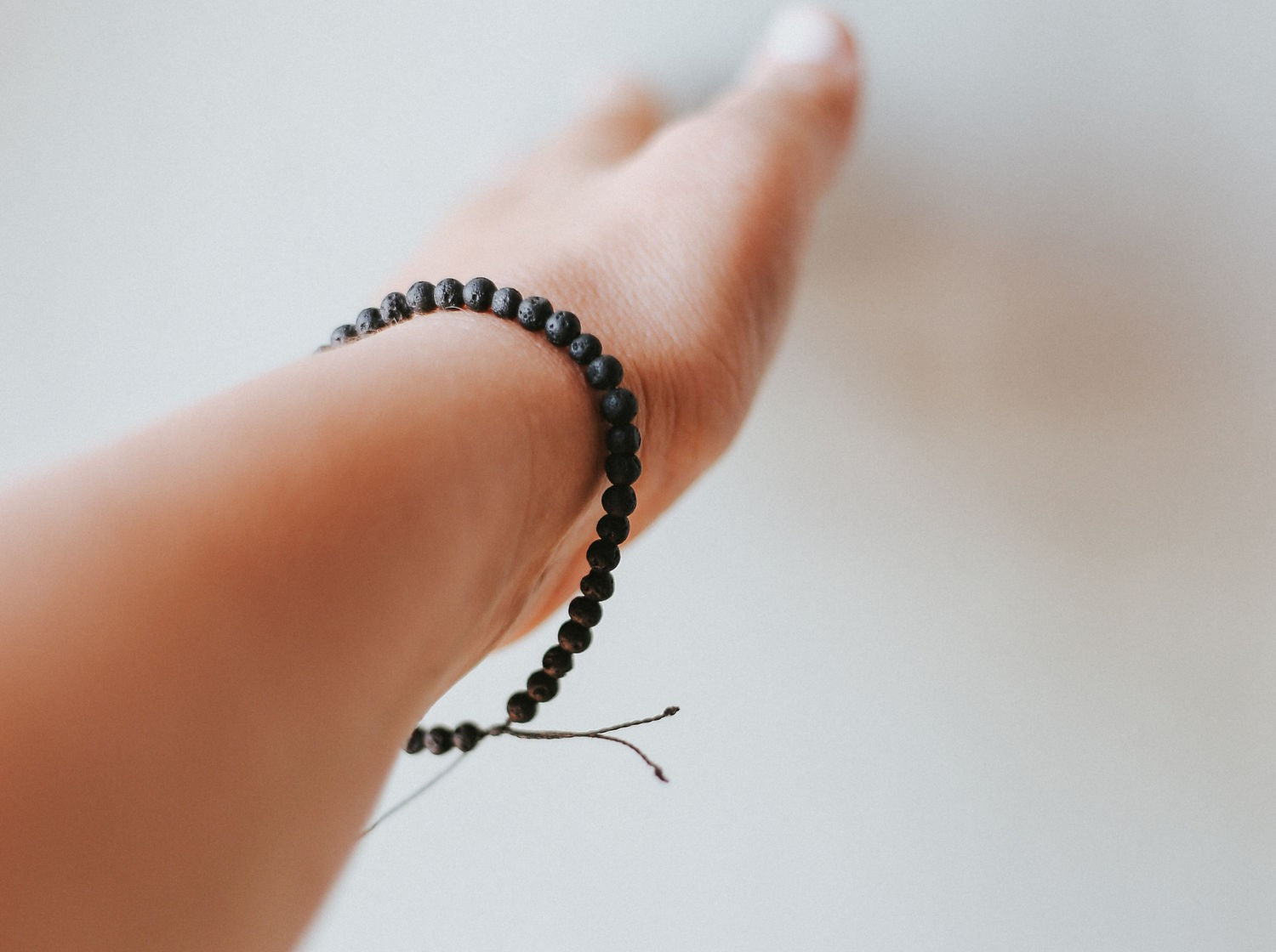 Adjustable 4mm Minimalist Lava Stone Bracelet