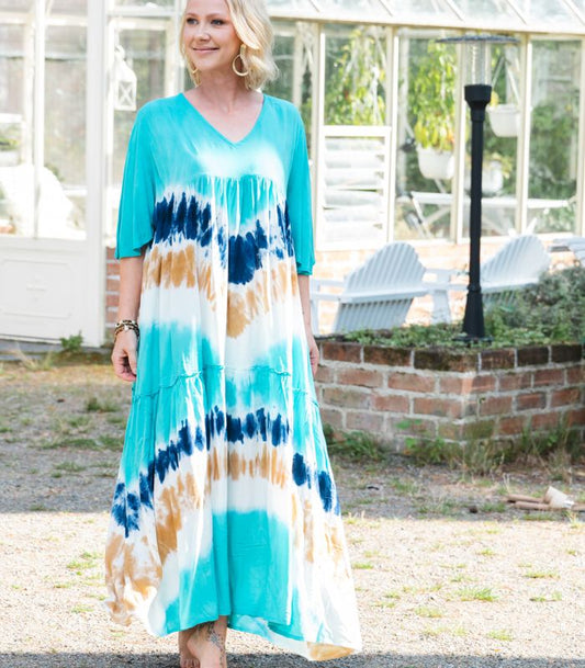 Mekko kuviollinen turkoosi VIVIENNE