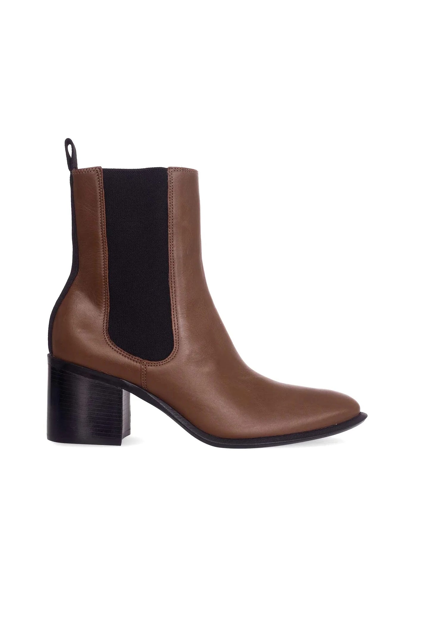 Brown Leather Ankle Boots Canna – Chelsea Boots with 6.5 cm Block Heel