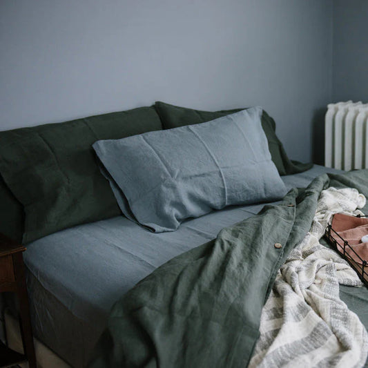 Muotoon ommeltu pellava lakana / 140x200x20 cm