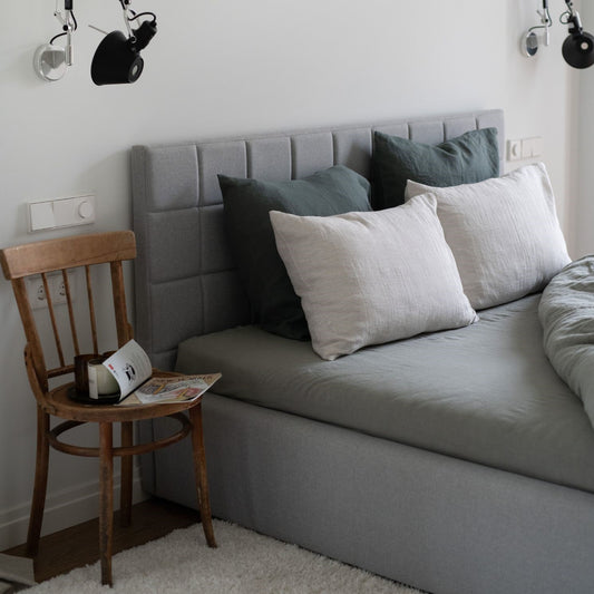 Muotoon ommeltu pellava lakana / 160x200x30 cm